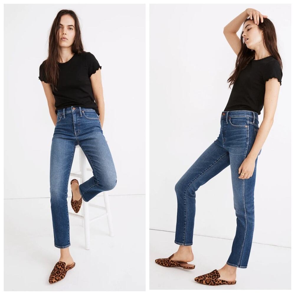 Madewell Tall Stovepipe High Rise Straight Leg Jeans Manchester Medium Wash 35T